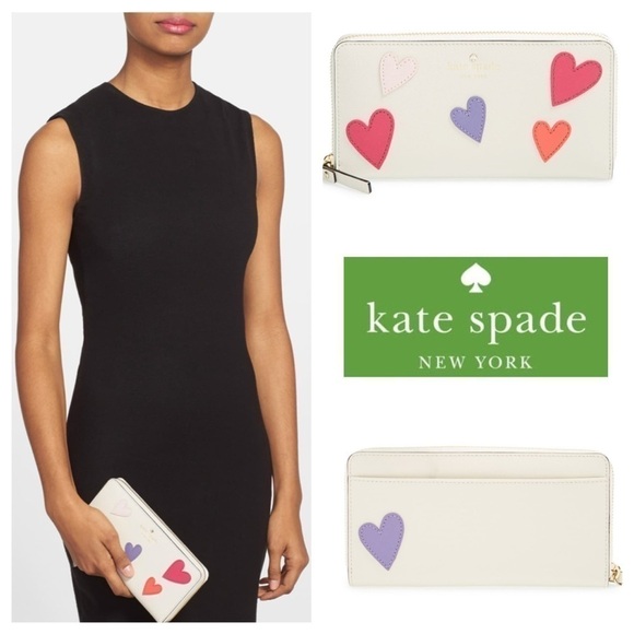 Kate Spade Hearts Zipper Wallet Lacey Cedar Street - Picture 1 of 3